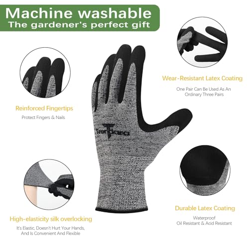 gardening gloves,garden gloves for women,Breathable latex dipped,Suitable for weeding and warehouse handling - color: 8 Pairs Gray Gloves
