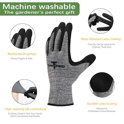Unisex gardening gloves with a breathable latex coating, suitable for gardening, carrying, and other similar tasks - color: 6 Pairs Gray Gloves