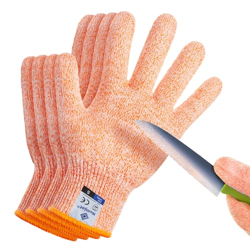 Cutting Gloves, Food Grade Level 5 Protection, Safety Kitchen Cut Gloves for Oyster Shucking, Fish Fillet Processing, Mandolin Slicing, Meat Cutting and Wood Carving. (Orange-Small 2 Pairs) - color: Orange, size: Small (Pack of 4)