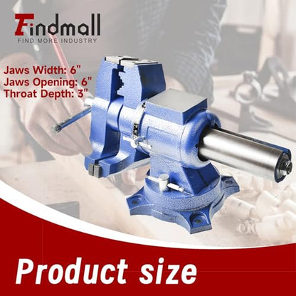 findmall Multipurpose Vise Bench Vise Heavy Duty Multi-Jaw Vise 360-Degree Rotation Clamp on Vise with Swivel Base and Head for Clamping Fixing Equipment Home or Industrial Use (6 inch) - size: 6 inch