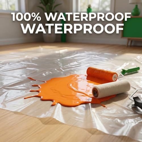 10 Pack Plastic Drop Cloths for Painting, 9 x 12 FT Clear Painters Plastic Sheeting, Disposable Drop Cloth for Floor, Furniture, Couch & Carpet Protection - color: 10 - Pack