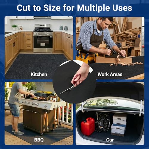 FLEXIMOUNTS 22x9 Ft Extra Large Garage Floor Mat - Waterproof Oil Absorbent Surface, Stay-in-Place Garage Flooring Roll for Under Car (Includes Double Sided Tape) - size: 22' x 8'10"