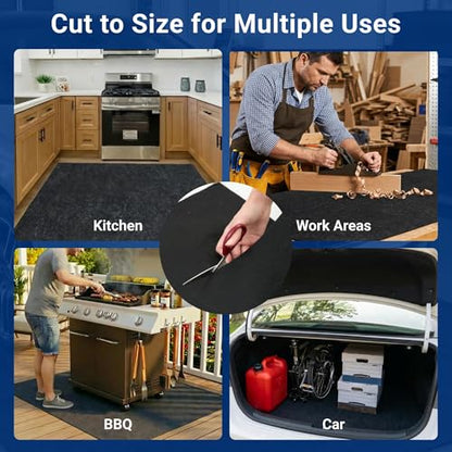FLEXIMOUNTS 20x8 Ft Extra Large Garage Floor Mat - Waterproof Oil Absorbent Surface, Stay-in-Place Garage Flooring Roll for Under Car (Includes Double Sided Tape) - size: 20' x 8'