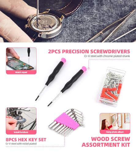 DOWELL 123-Piece Pink Home Repair Tool Kit for Women & Girls - All-in-One DIY Toolkit with Ergonomic Handles, Durable Toolbox, Non-Slip Grips | Perfect Gift for Wives, Moms, Crafters - size: 123PCS