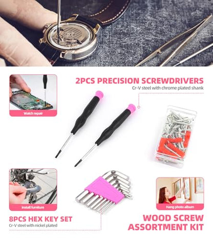 DOWELL 123-Piece Pink Home Repair Tool Kit for Women & Girls - All-in-One DIY Toolkit with Ergonomic Handles, Durable Toolbox, Non-Slip Grips | Perfect Gift for Wives, Moms, Crafters - size: 123PCS