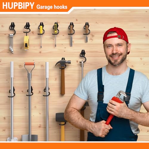 HUPBIPY 6 Pack Metal Garage Hooks, Heavy Duty S Hooks Tool Hangers for Garage Wall, Shed, Garden Storage Organizer - color: Black S Hook