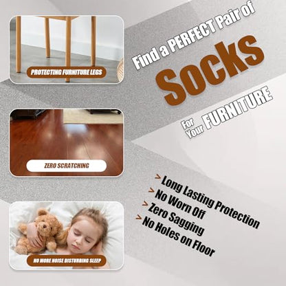 16 PCS Brown Furniture Leg Socks - Spiral Knitted Chair Leg Floor Protectors for Hardwood Floors - High Elastic Bar Stool Chair Leg Covers Furniture Caps Set for All Shapes - size: 16 Pcs Brown Spiral