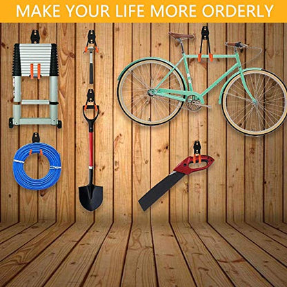 12pack Steel Garage Storage Utility Double Hooks Organizer Heavy Duty Wall Mount Tool Holder for Organizing Power Tools Ladders Bulk Items - size: Utility Hooks 12pack