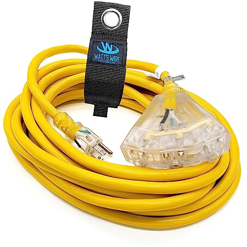 25 ft Outdoor Extension Cord Waterproof - 12 Gauge Heavy Duty Extension Cord 25 ft - Lighted Outdoor Extension Cords with Multiple Outlets - Watts Wire - 25' Grounded - extensiones electricas - size: 25 Ft