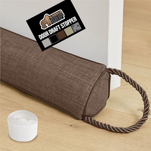 GORILLA GRIP Door Draft Stopper for Bottom of Doors, Cold Air Insulation Sweep, Weather Stripping Seal Noise, Soundproofing, Warmth Sealer, Easy Install Gap Filler, Home Essentials, 34 Inch, Brown - color: Brown, size: 34 Inch