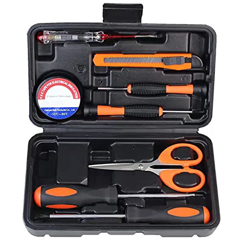 Household Repair Tool Kit 9 Pcs, General Household Hand Tool Kit with Solid Carrying Tool Box, Basic Tool Kit for Repair Maintenance and DIY - color: Black-9-jd
