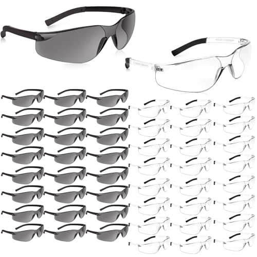 Salfboy 50 Pack Safety Glasses ANSI Z87.1 Scratch Resistant Eyewear for Women Man Lab Goggles Eye Protection - color: 118- 25clear+25grey