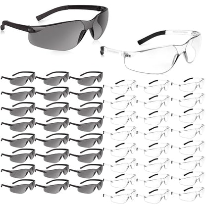 Salfboy 50 Pack Safety Glasses ANSI Z87.1 Scratch Resistant Eyewear for Women Man Lab Goggles Eye Protection - color: 118- 25clear+25grey