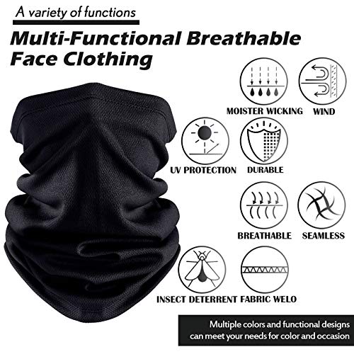 Geyoga Neck Gaiter Bandana Face Mask Summer UV Protection Cooling Breathable Face Mask Neck Scarf Balaclava for Men Women - color: Green, Gray, Black, Riyal Blue, White, Dark Gray
