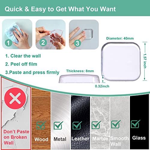 Door Stopper Wall Protector - Wall Shield Bumper Guard from Door Knobs,Sturdy Self Adhesive,Soft and Transparent,Washable Reusable Shock Absorbent Gel for Home Office (Thicken Square, 6pcs) - size: 6 Pieces, style: Thicken Square