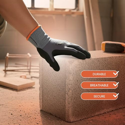 Cut Resistant Nitrile Grip Gloves | Durable Spandex & Nylon Safety Gloves with Elastic Knit Wrist - size: Small