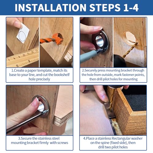 TamBee Hidden Bookcase Door Book Latch and Lock, Secret Book Latch Hidden Door Kit for Bookshelf Doors, DIY Secret Doors for Home Office, Storage, Safe Room