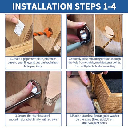 TamBee Hidden Bookcase Door Book Latch and Lock, Secret Book Latch Hidden Door Kit for Bookshelf Doors, DIY Secret Doors for Home Office, Storage, Safe Room