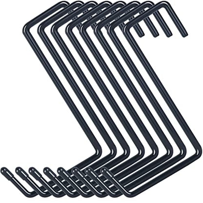 DINGEE Heavy Duty 8 Pack Vinyl Coated Hooks for Hanging and Organizing, Large Ladder Hooks, Garage Bike and Tool Hanger, Black - size: Large/8 Pack