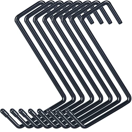 DINGEE Heavy Duty 8 Pack Vinyl Coated Hooks for Hanging and Organizing, Large Ladder Hooks, Garage Bike and Tool Hanger, Black - size: Large/8 Pack