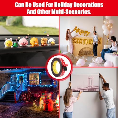 Double Sided Tape Heavy Duty, Waterproof Mounting Foam Tape, 16.5ft Length, 2.56in Width, High Temperature Resistant Adhesive Tape for Car, LED Strip Light, Office Decor, Uses VHB 5952 Raw Material - size: 2.56in x 16.5ft
