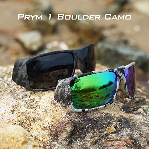 KastKing Iditarod Polarized Sport Sunglasses,PuriVex Protective Lens Coating Fishing Sunglasses For Driving Cycling Running - color: E: Matte Boulder Camo Obsidian Frame, Smoke Lens
