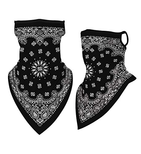 Kyerivs Face Mask Reusable Washable Cloth Bandanas Women Men Neck Gaiter Cover Ear Loops - color: Black 07