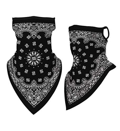 Kyerivs Face Mask Reusable Washable Cloth Bandanas Women Men Neck Gaiter Cover Ear Loops - color: Black 07