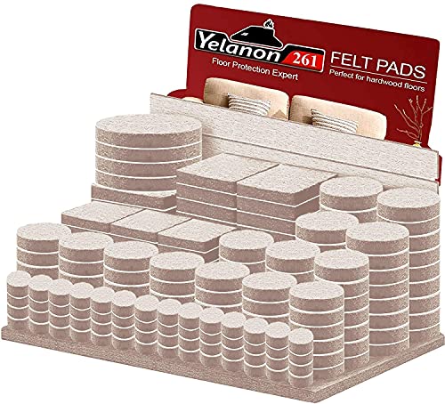 Yelanon Felt Furniture Pads for Hardwood Floors -261 Pcs Premium Floor Protectors for Furniture, Felt Pads for Chair Legs, Beige - size: 261 pcs Beige