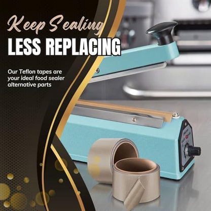 Flexzion High Temp Teflon Tape for Impulse Sealer, Vacuum Sealer, Heat Sealing, Food Packaging & Industrial Use - Teflon Fiberglass PTFE Tape, 38mm x 5m (1.5in x16.5 Ft) - size: 1.5in x16.5 FT