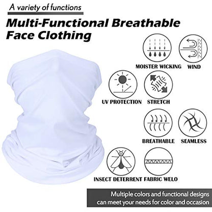 Geyoga Neck Gaiter Bandana Face Mask Summer UV Protection Cooling Breathable Face Mask Neck Scarf Balaclava for Men Women - color: White