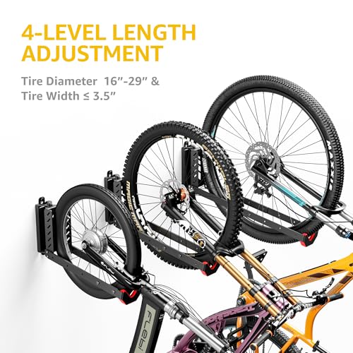 monTEK Swivel Bike Wall Mount, No Heavy Lifting Required Bike Wall Mount, Bike Hangers for Garage, Space-Saving Bike Rack Garage, Easy to Load and Unload, Bike Hanger Can Hold Up to 77 lbs, 4 Pack - style: 4-Pack