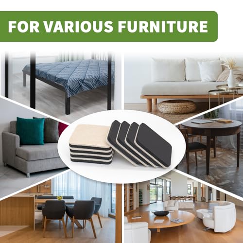 Felt Furniture Sliders for Hardwood Floors 8 PCS - 3 1/2 inch Square Furniture Moving Slider – Heavy Duty Felt Movers Sliders Chair Legs Floors Protectors (for Hardwood Floors) - size: 8 PCS 3 1/2'' Beige