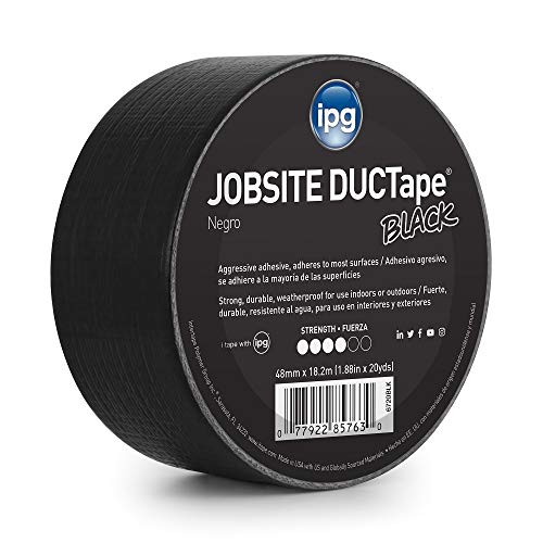 IPG JobSite DUCTape, Colored Duct Tape, 1.88" x 20 yd, Black (Single Roll) - color: Black, size: 1.88" x 20 yd
