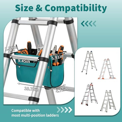 Tool Pouch for Ladder - Oxford Fabric Ladder Tool Bag, Universal for A-Frame Extension Ladder, Ladder Tool Holder Compatible with Little Giant Ladders, Electrician & Contractor Work Belt Accessories