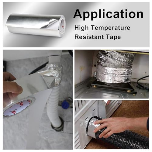 BOMEI PACK Aluminum Foil Tape,Heavy Duty Metal Foil,High Temperature Silver Duct Tape,Perfect for Sealing & Patching,HVAC,Air Ducts,Insulation and Metal Repair (12 Inch) - size: 12 Inch X 30 Yards