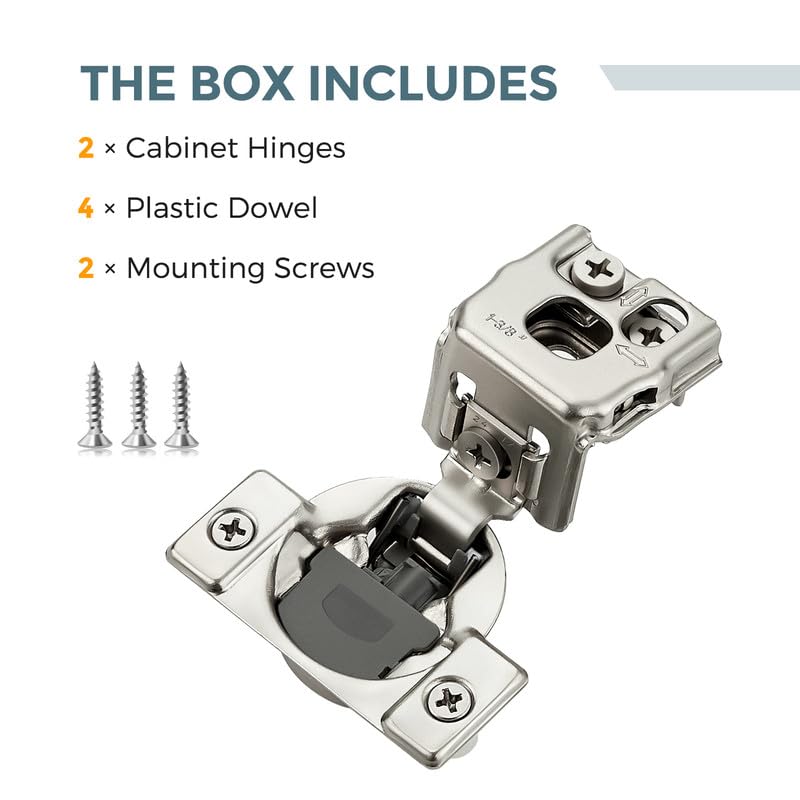 HOME EDIT 2 Pack 1 Pair 1-3/8 inch Overlay Soft Close Cabinet Hinges for Kitchen, Stainless Steel Three-Way Adjustable, Concealed Self-Closing Door Hinges - size: 1-3/8 inch Overlay