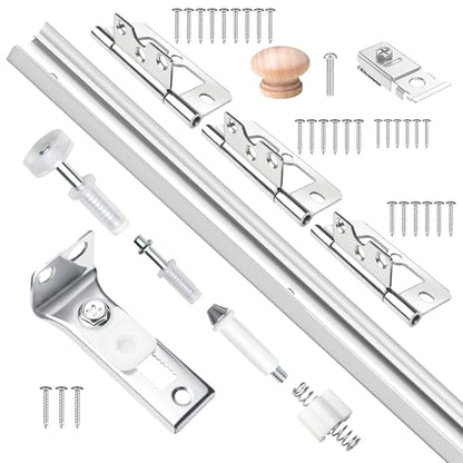 30IN Bi-fold Door Track Kit, 1Kit White Bi-fold Door Hardware Closet Door Track Repair Tool Kit Included Full Accessories - size: 30IN - 1Kit