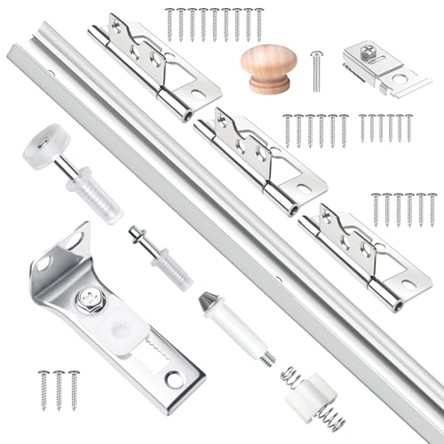 30IN Bi-fold Door Track Kit, 1Kit White Bi-fold Door Hardware Closet Door Track Repair Tool Kit Included Full Accessories - size: 30IN - 1Kit
