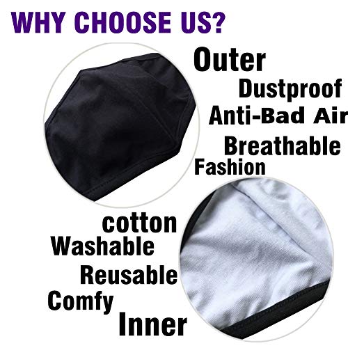 Pack 3 Black Cloth Dust Mouth Mask - 3 Layers All Cotton - Reusable Washable Comfy Breathable Material - style: 3 Layers 100% Cotton