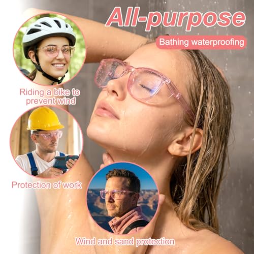 ElevateTech Safety Glasses Goggles, 2 Pcs Anti Fog Protective Eyewear Clear Eyelash Protector Shower Goggles Shield - color: Purple