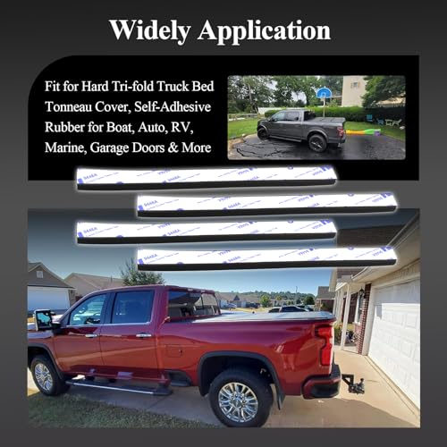 326A0008 Service Kit, 4 pcs 9.84 inch D Shape EPDM Foam Rubber Seal w/Tape, Fits Hard Tri-fold Truck Bed Tonneau Cover/Bulkhead Seal w/Self-Adhesive Rubber for Boat/Auto/RV/Marine/Garage Doors/Window - style: 4 Pcs 9.84Inch