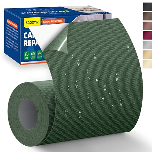 Self-Adhesive Canvas Repair Tape, 4" x 79" Waterproof Canvas Repair Patch, Fabric Patch Repairs Kit for Furniture, Tents, Sunbrellas, Boat Covers Awnings, Couches, Clothes, Bags Army Green - color: Army Green, size: 4" x 79"