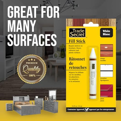 Wood Scratch Repair Fill Stick, White Furniture Touch Up Pen for Cabinets, Hardwood Floors, Wood Trim, Plastic Surfaces - color: White