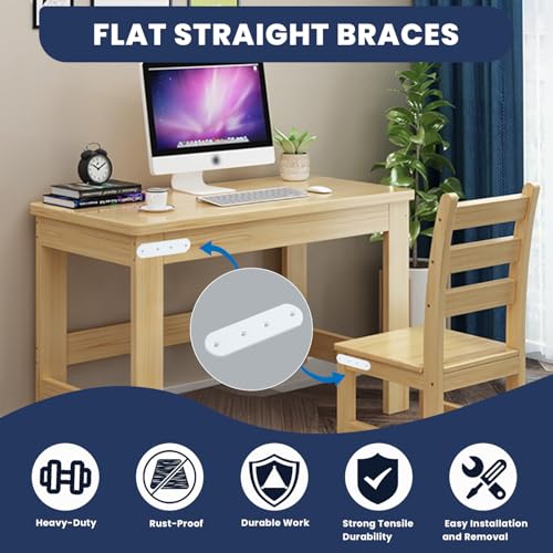 Alise 4 Pcs Flat Straight Brace Brackets Mending Plates Repair Fixing Bracket,125x38mm Stainless Steel White Finish - color: White Finish, size: 125mmX38mm