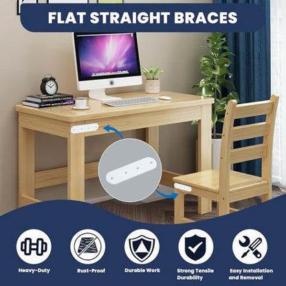 Alise 4 Pcs Flat Straight Brace Brackets Mending Plates Repair Fixing Bracket,125x38mm Stainless Steel White Finish - color: White Finish, size: 125mmX38mm