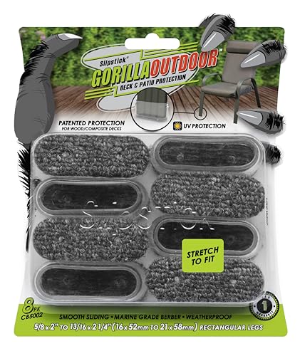 Slipstick GorillaOutdoor Berber Furniture Feet Pads with Clear Sleeve Sock (8 Pack) Weatherproof Outdoor Furniture Sliders for Rectangular Legs - size: Rectangular Large
