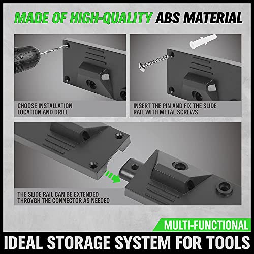 SWANLAKE Plastic 64 Inch Adjustable Storage System, Wall Mounted Hooks Tool Organizer, Garden Tool Hangers, Black - style: Adjustable 64"