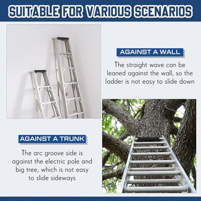 Briwooody Rubber Steep Ladder Stabilizer, Anti-slip Ladder Accessory, Extension Stepladder Attachment Against Wall, Fall Prevention, Scratch Protection, Telegraph Pole Trunk for Added Stability Safety