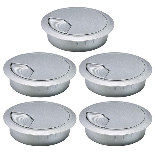 EASYEAH 5 Pcs Desk Grommet 2-3/8" / 60 mm, Desk Cord Hole Cover, Cable Grommet ABS Plastic, Desk Hole Grommet for Home & Office Pc, Detachable Adjustable Cable Cord Organizer-Silvery - color: 5pcs Silvery, size: 2-3/8" / 60 mm